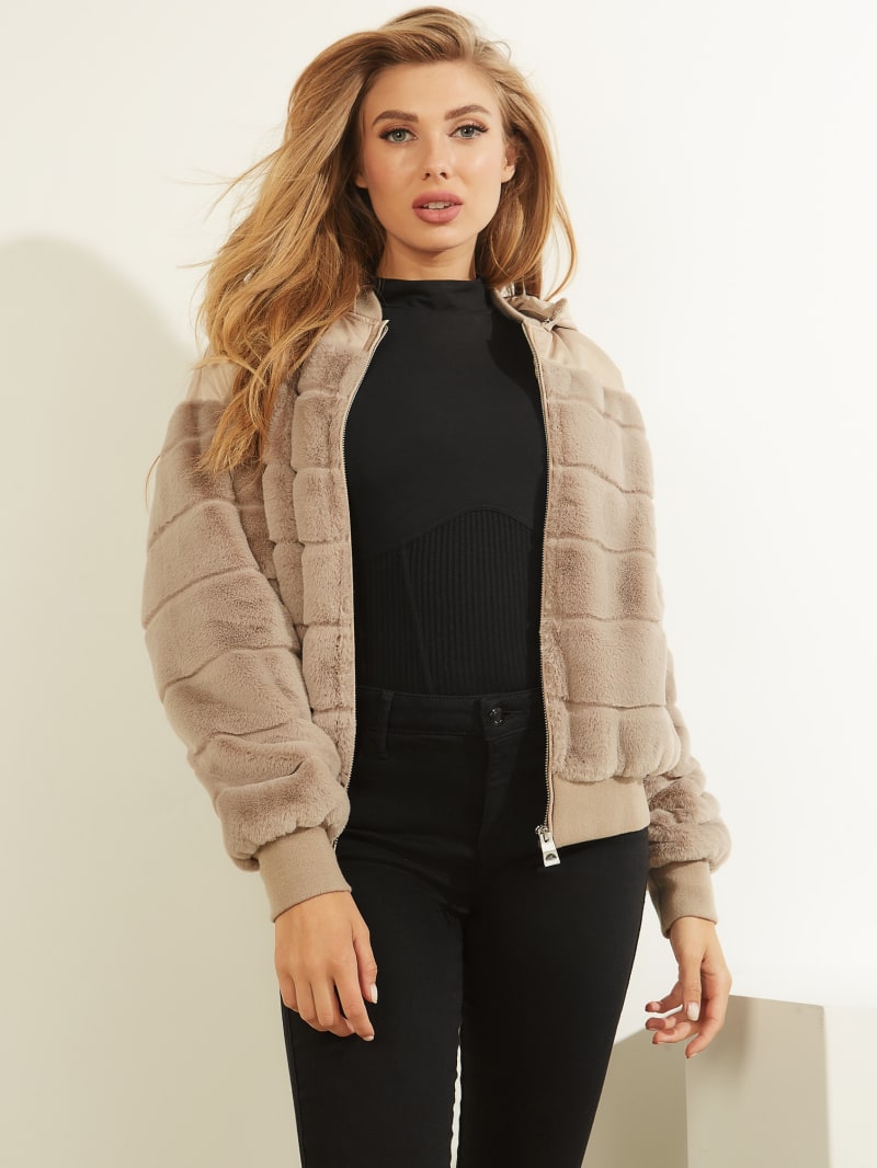 Guess Felicia Faux Fur Bomber Jacket