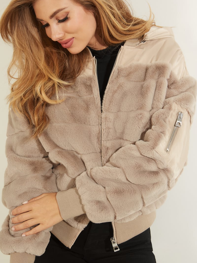 Guess fur bomber jacket clearance