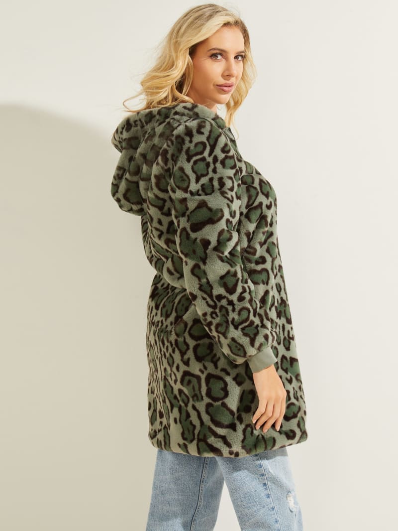 Guess Fernanda Leopard Faux-Fur Coat. 4