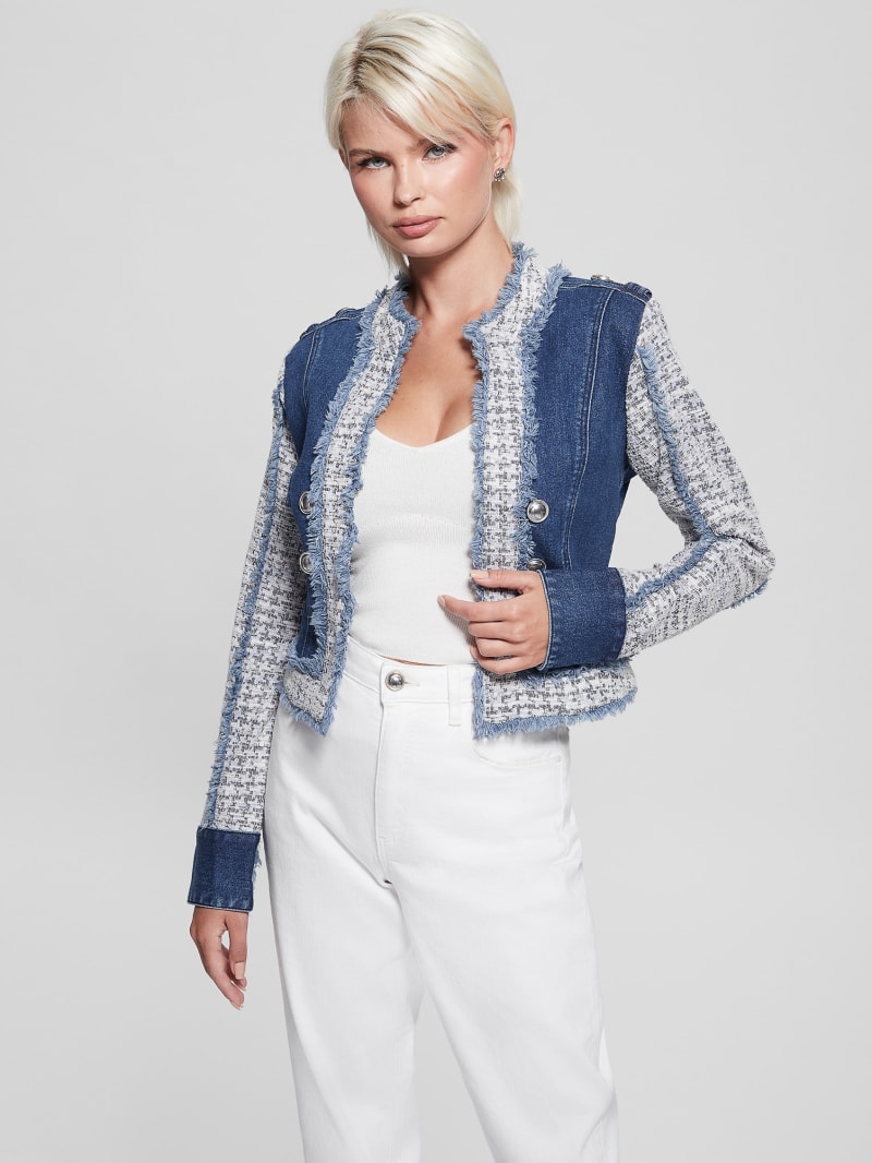 Runway Tweed Denim Jacket GUESS Canada