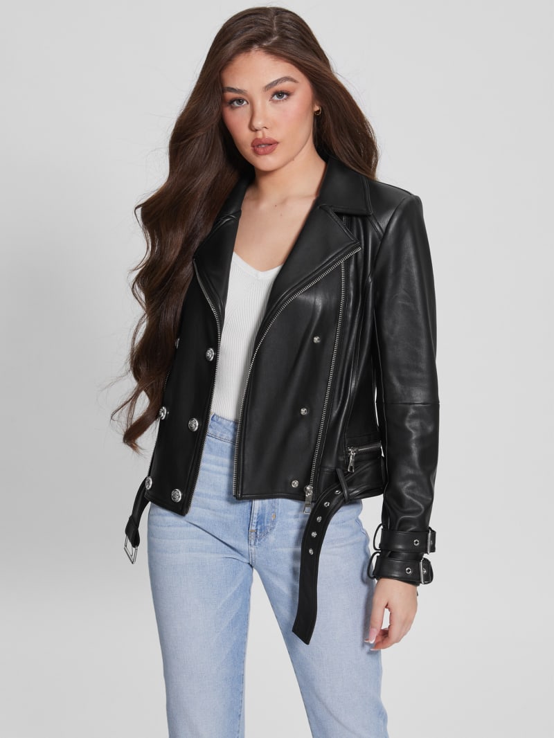 Black leather guess jacket
