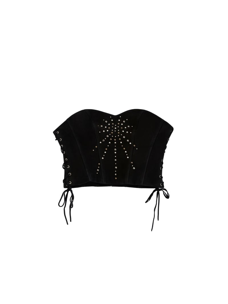 Guess, Tops, Guess Marciano Sarah Black Lace Bustier Corset Crop Top Size  Xs