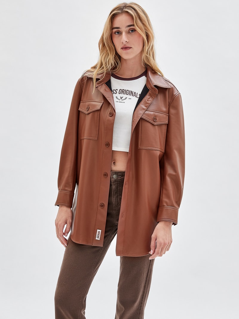 GUESS Originals Faux-Leather Shirt Jacket | GUESS