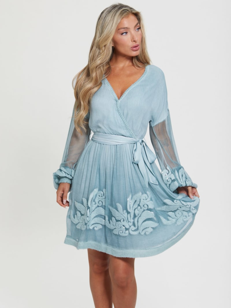 Odette Silk Dress GUESS Canada