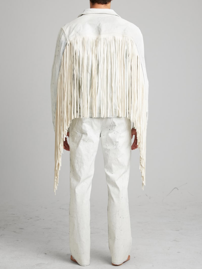 Painted Denim Fringe Jacket