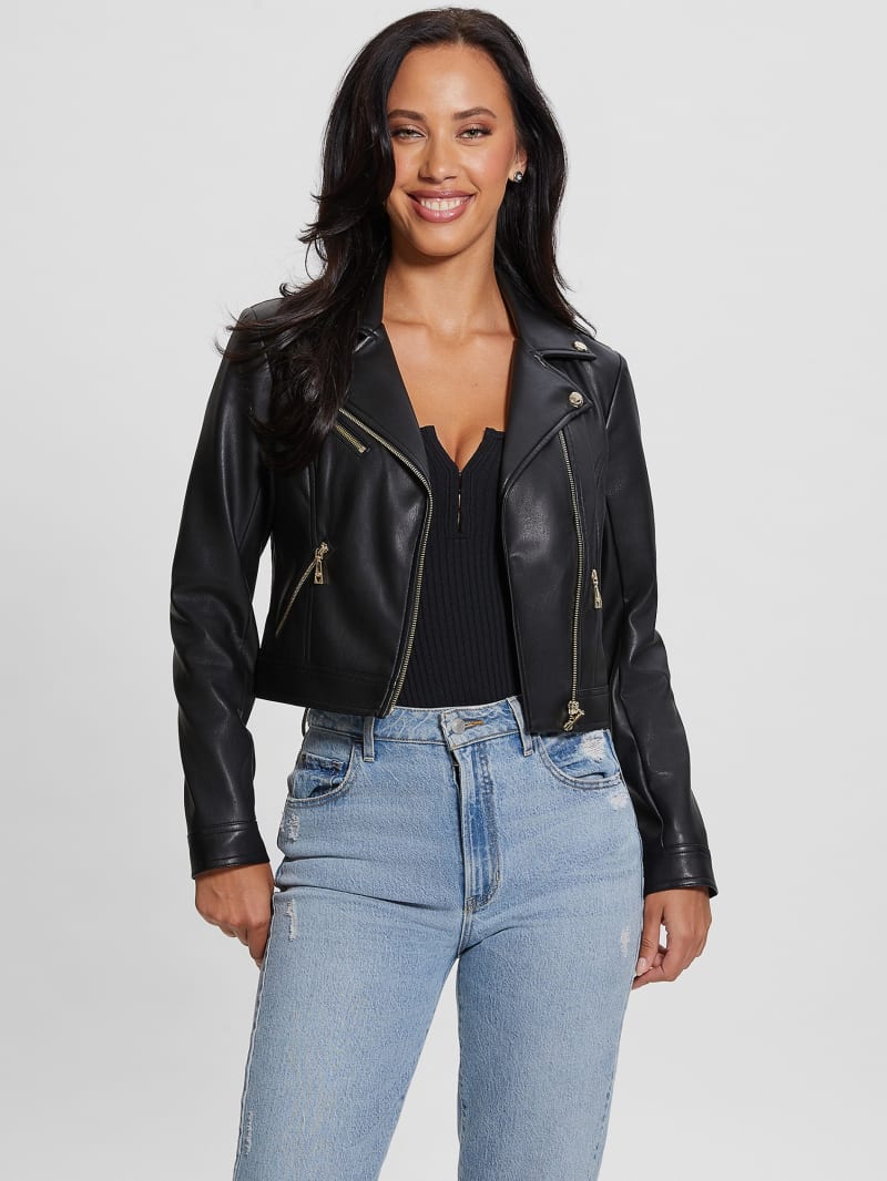 Guess leather moto jacket top