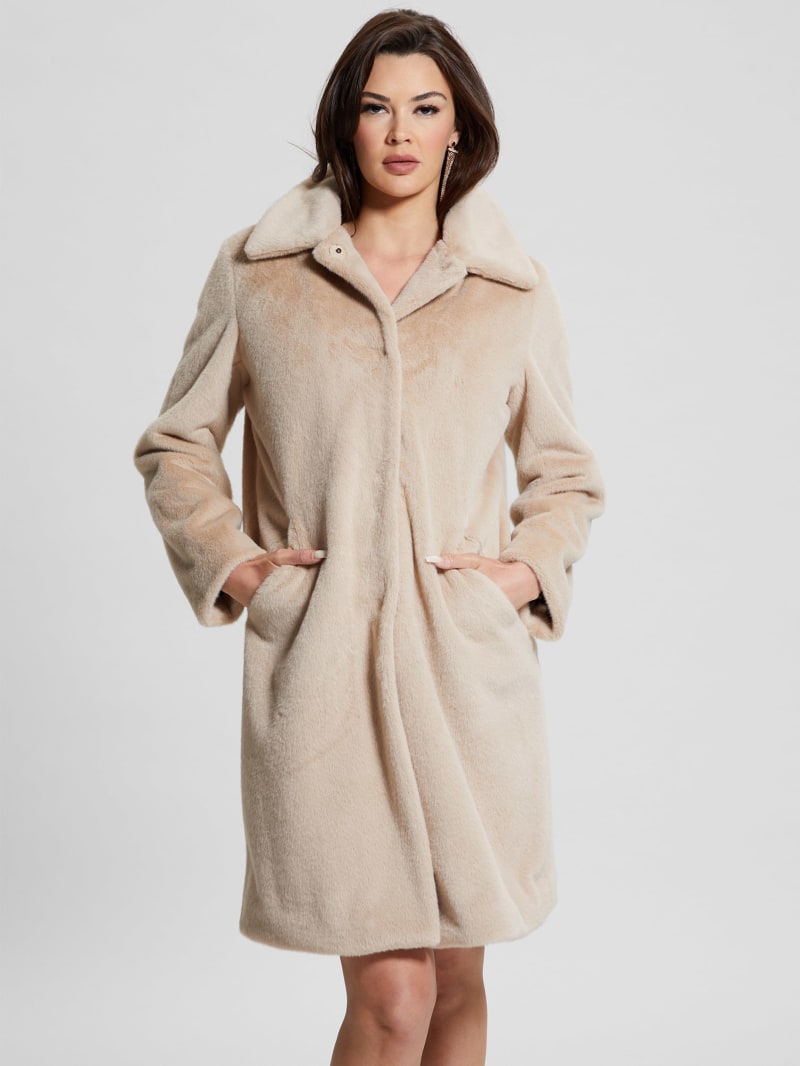 Guess pia faux fur coat clearance