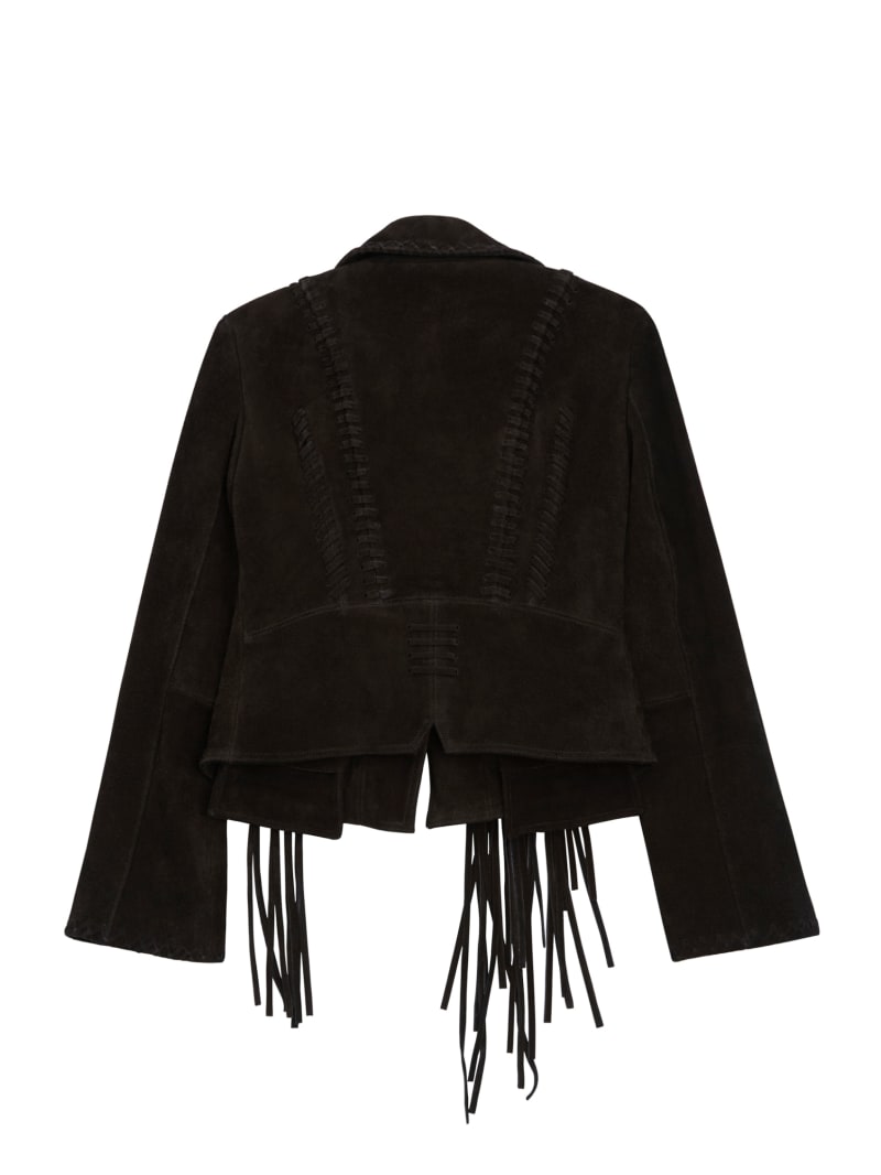 Black Suede Fringe Jacket | GUESS