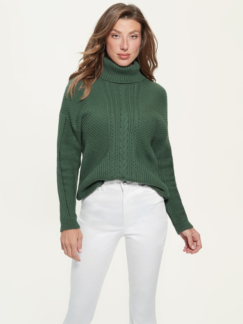Dawna CableKnit Turtleneck Sweater GUESS