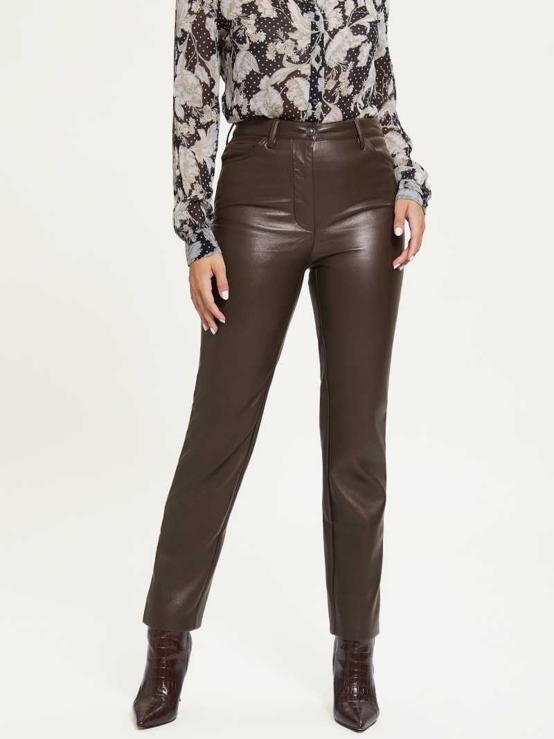 Kelly Faux-Leather Straight-Leg Pants
