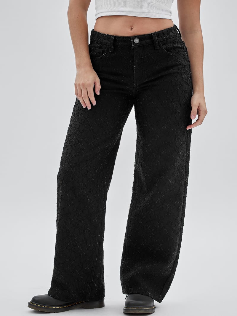 GUESS Originals Lace Denim Wide-Leg Jeans