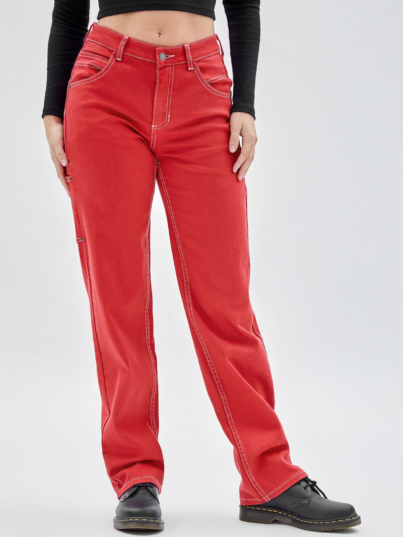 Guess red pants cheap