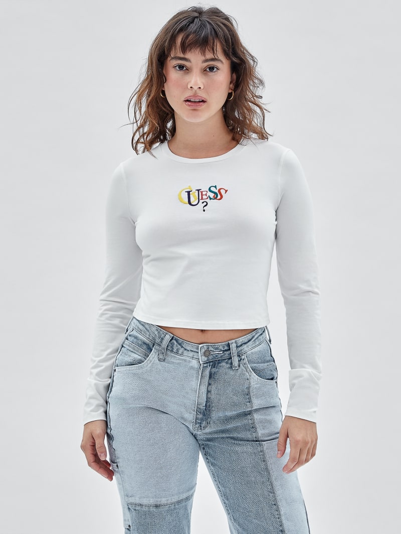 Guess white long sleeve top clearance