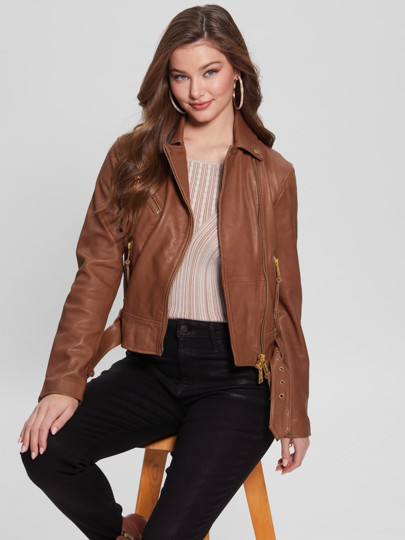 stakåndet Malawi syv Camille Leather Jacket | GUESS