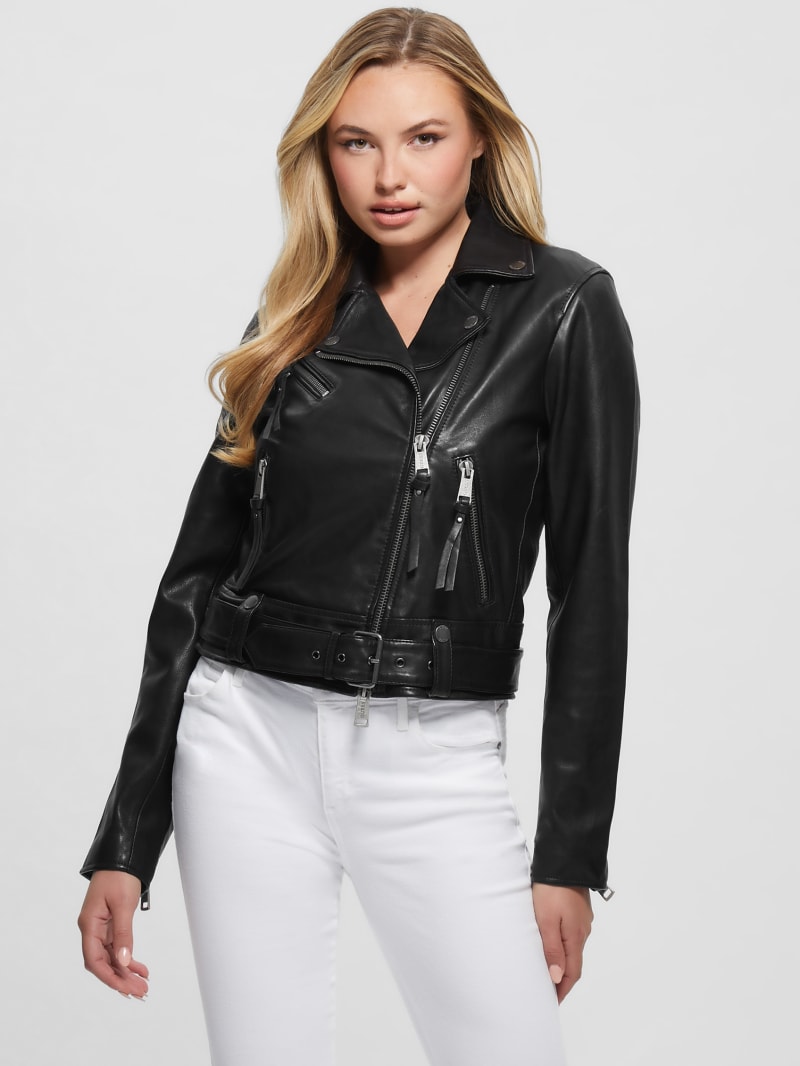 Leather guess jacket hot sale