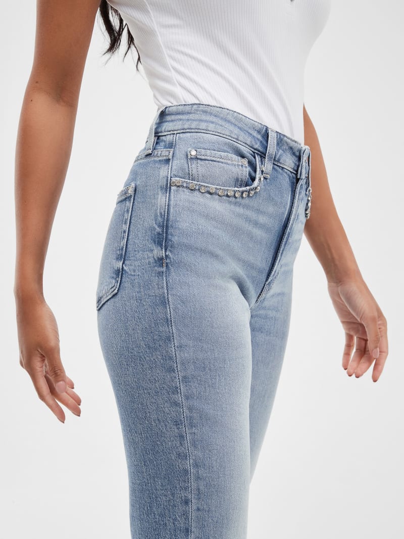 Eco Girly Crystal Straight Jeans | GUESS Canada