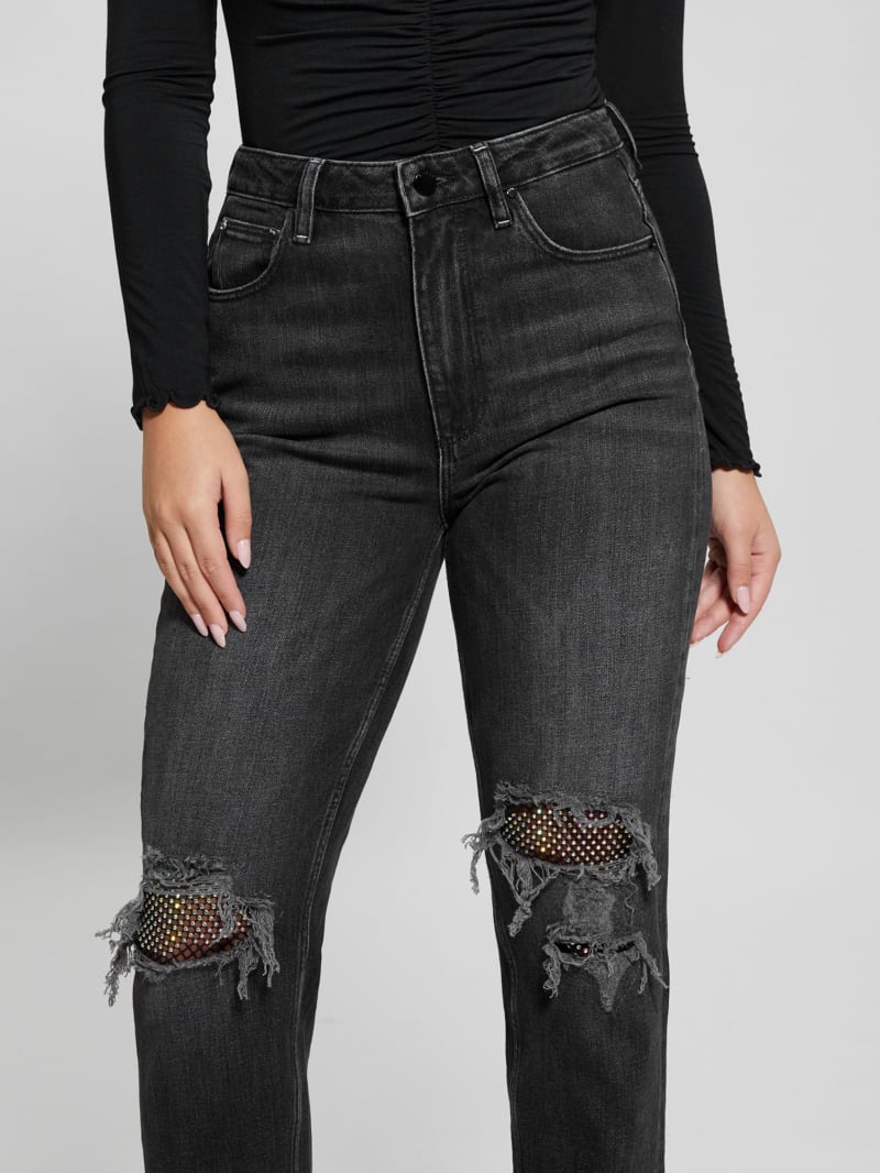 Eco Crystal Rip-and-Repair Mom Jeans | GUESS