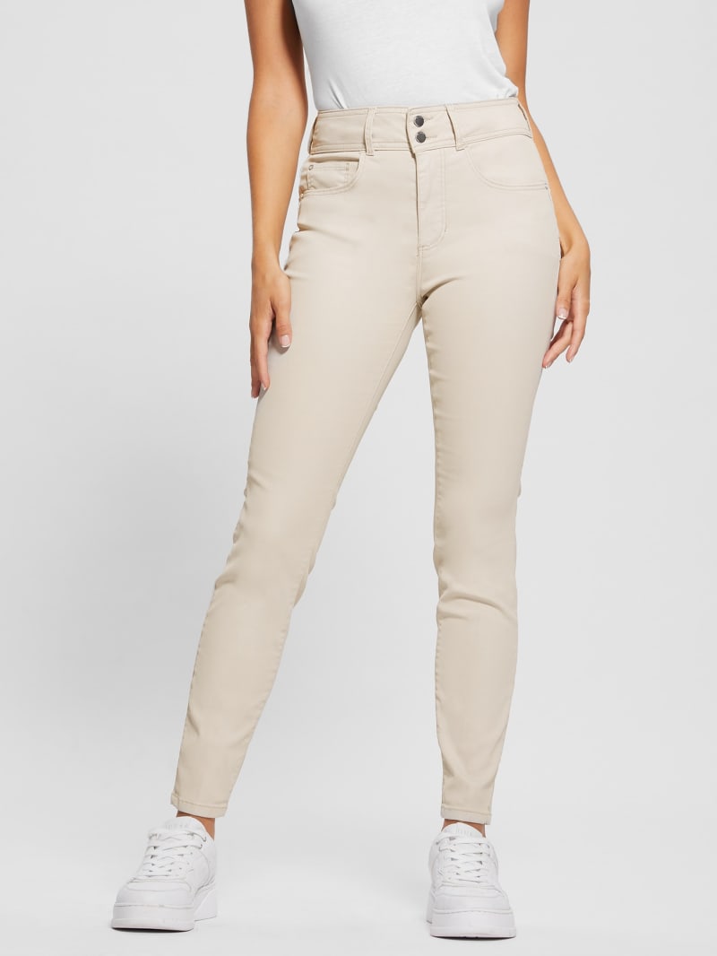 Cream TENCEL slimming effect skinny pants Online Shopping