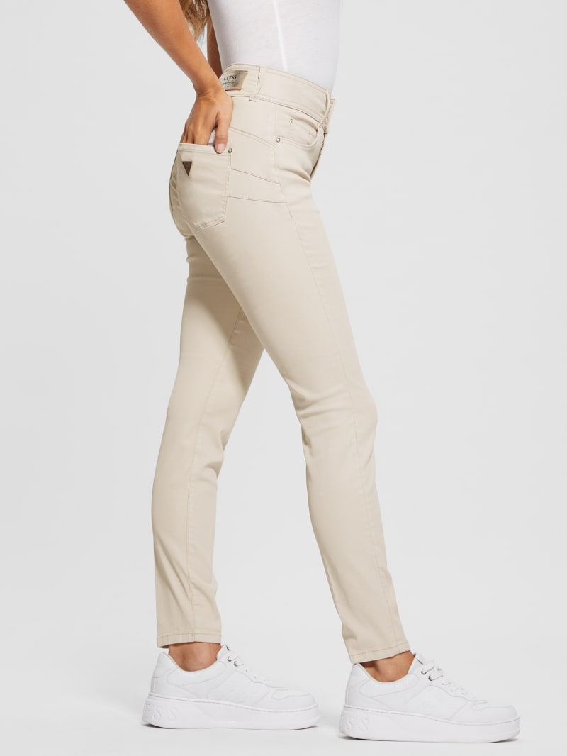 Beige Cotton Stretch Low Waist Skinny Cropped Capri Jeans – Moon