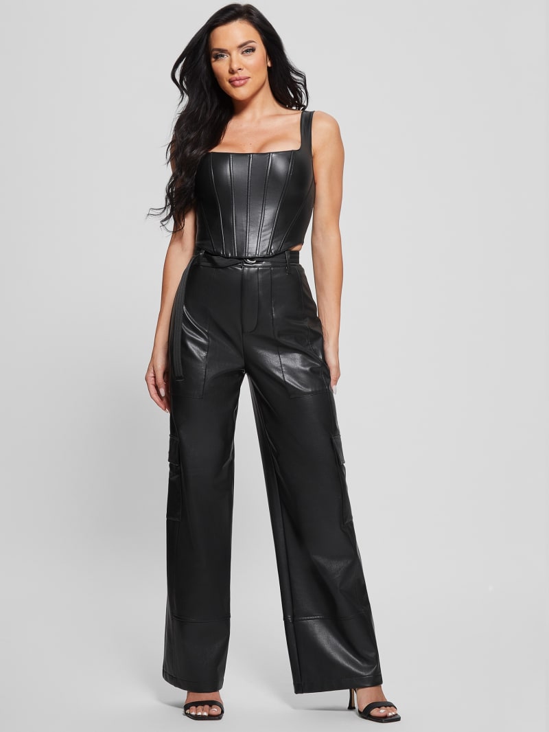Guess leather jumpsuit hotsell