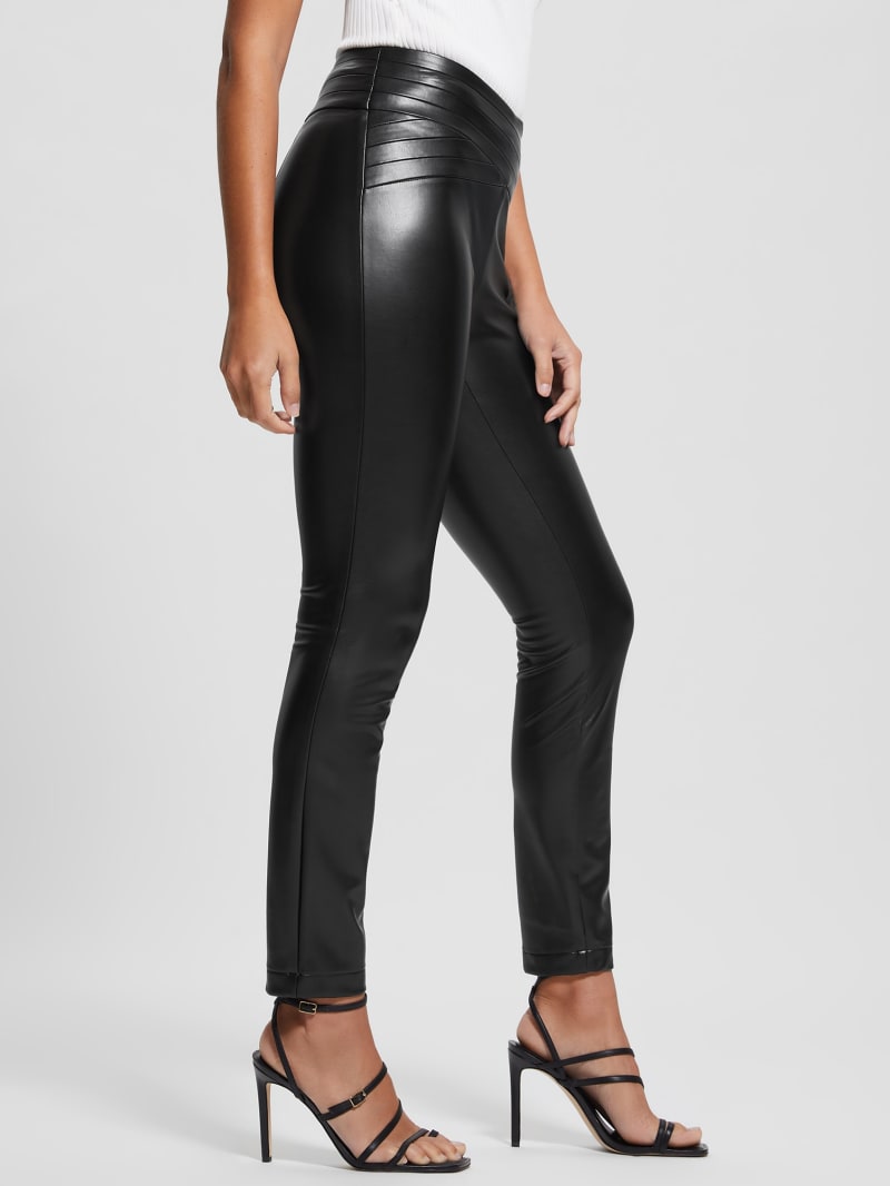 Dana Faux-Leather Pleated Waist Pants