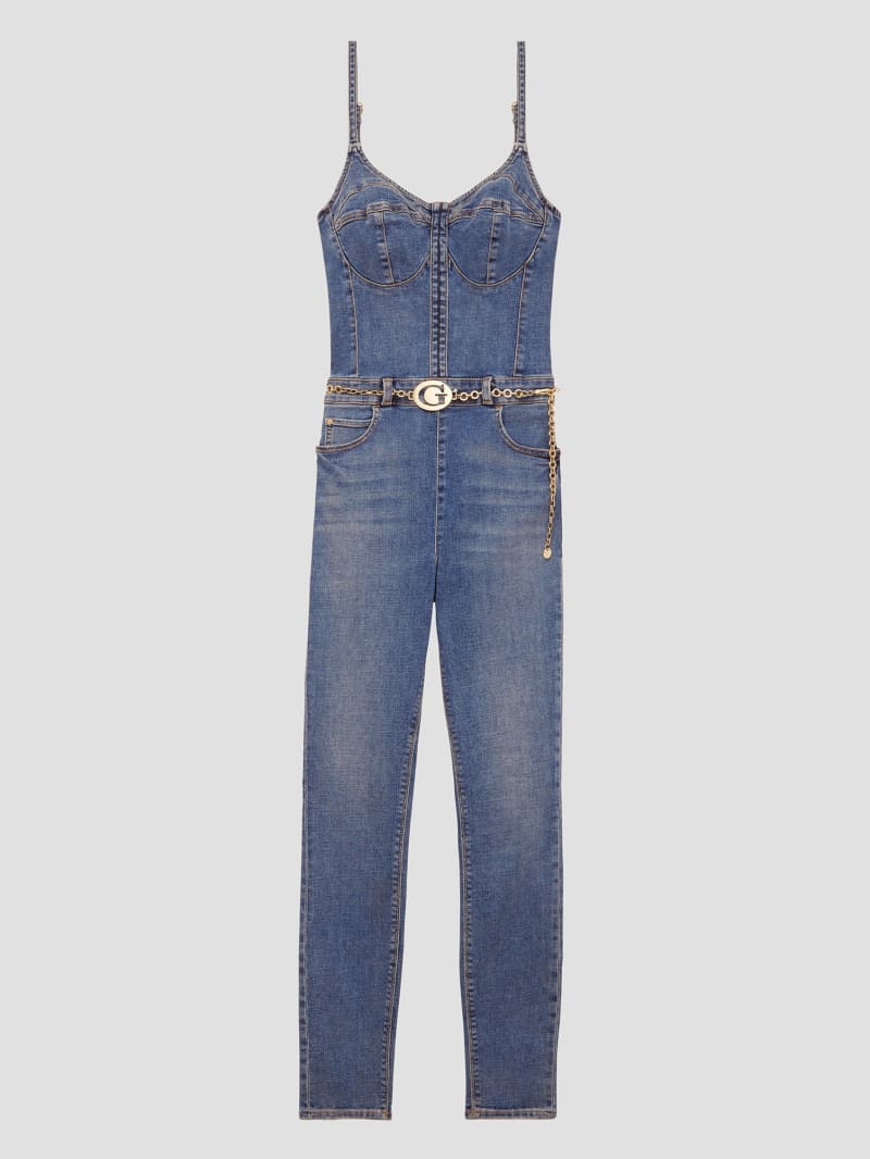 Chain G-Belt Denim Jumpsuit | GUESS