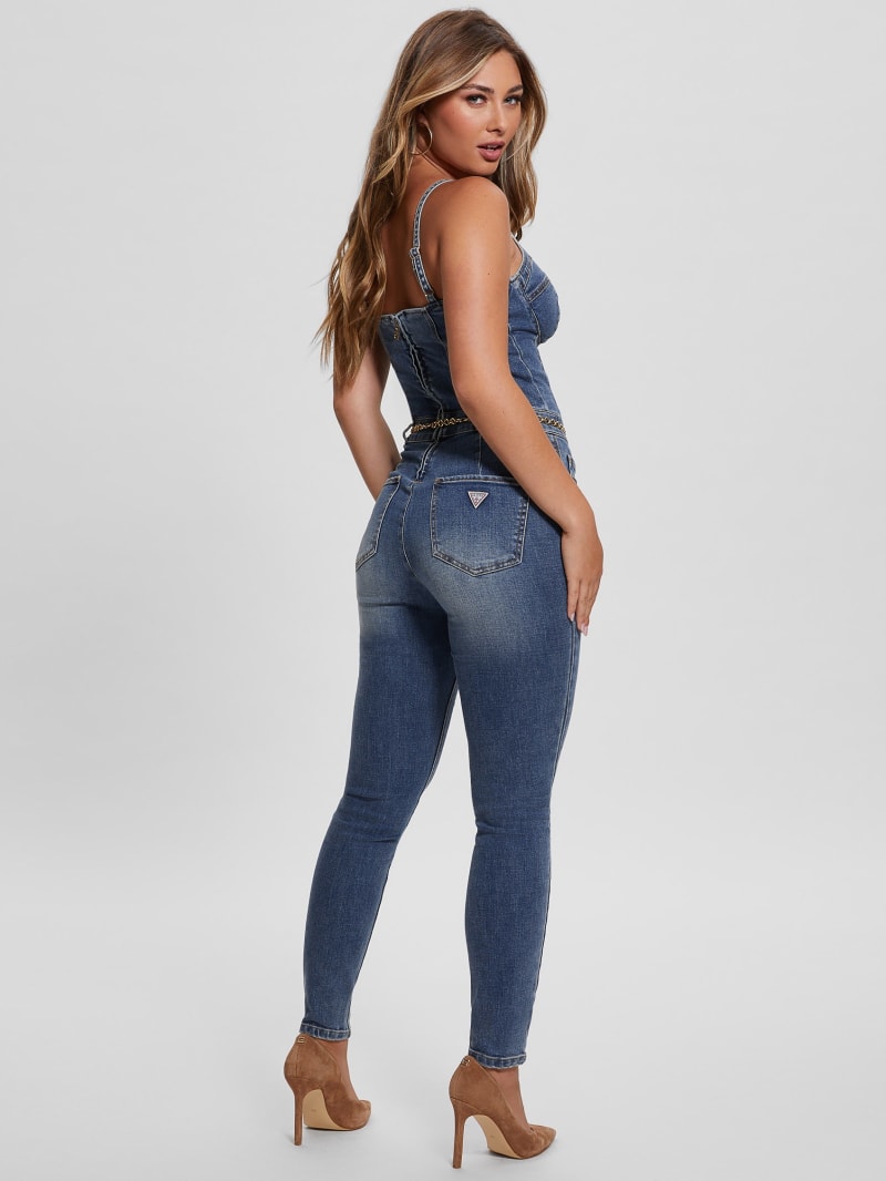 Chain G Belt Denim Jumpsuit