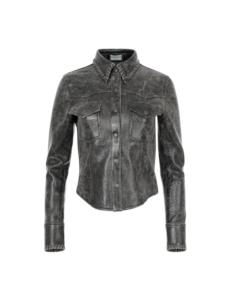 crackle leather jacket | GUESS