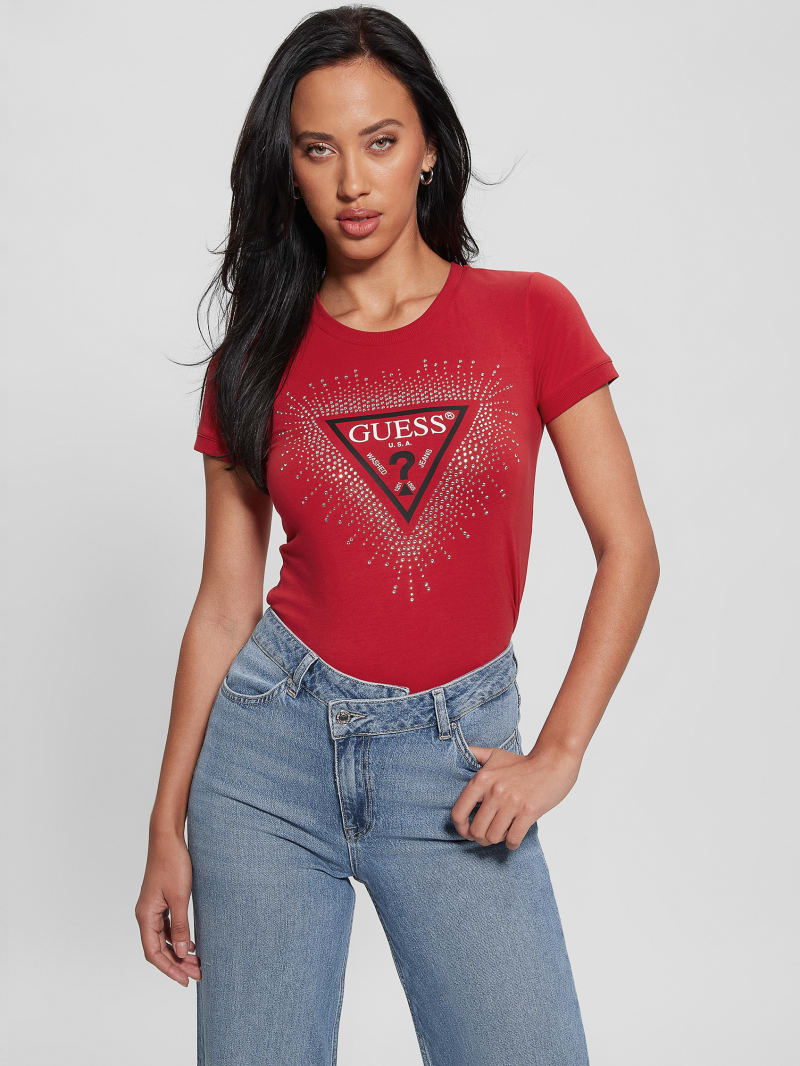 Guess red t shirt women's 2025
