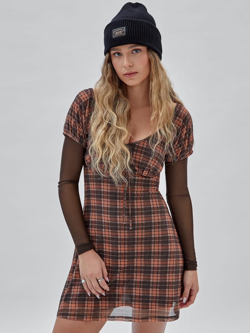 GUESS Originals Mesh Plaid Dress GUESS
