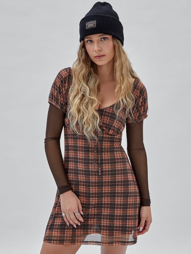 GUESS Originals Mesh Plaid Dress | GUESS