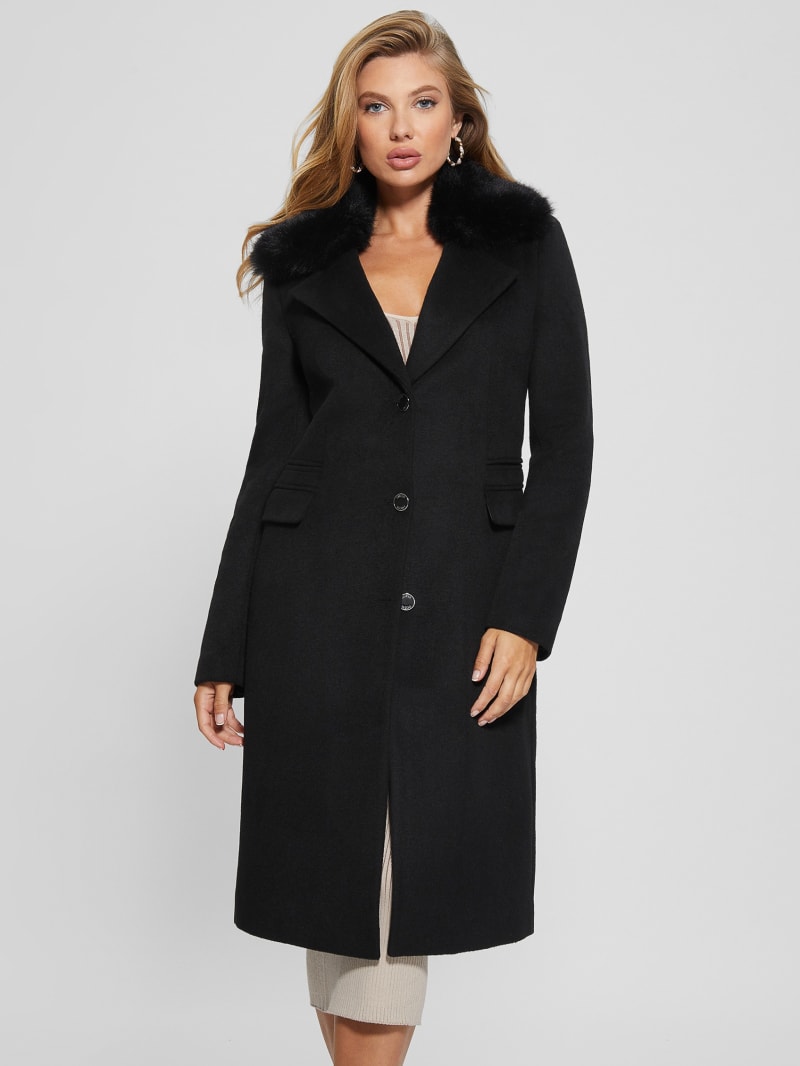 Eco Laurence Faux-Fur Midi Coat | GUESS Canada