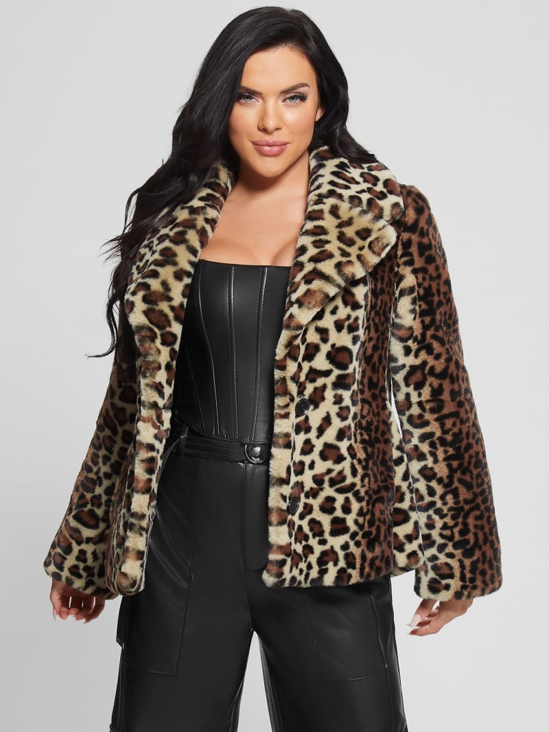 Guess leopard print coat shop