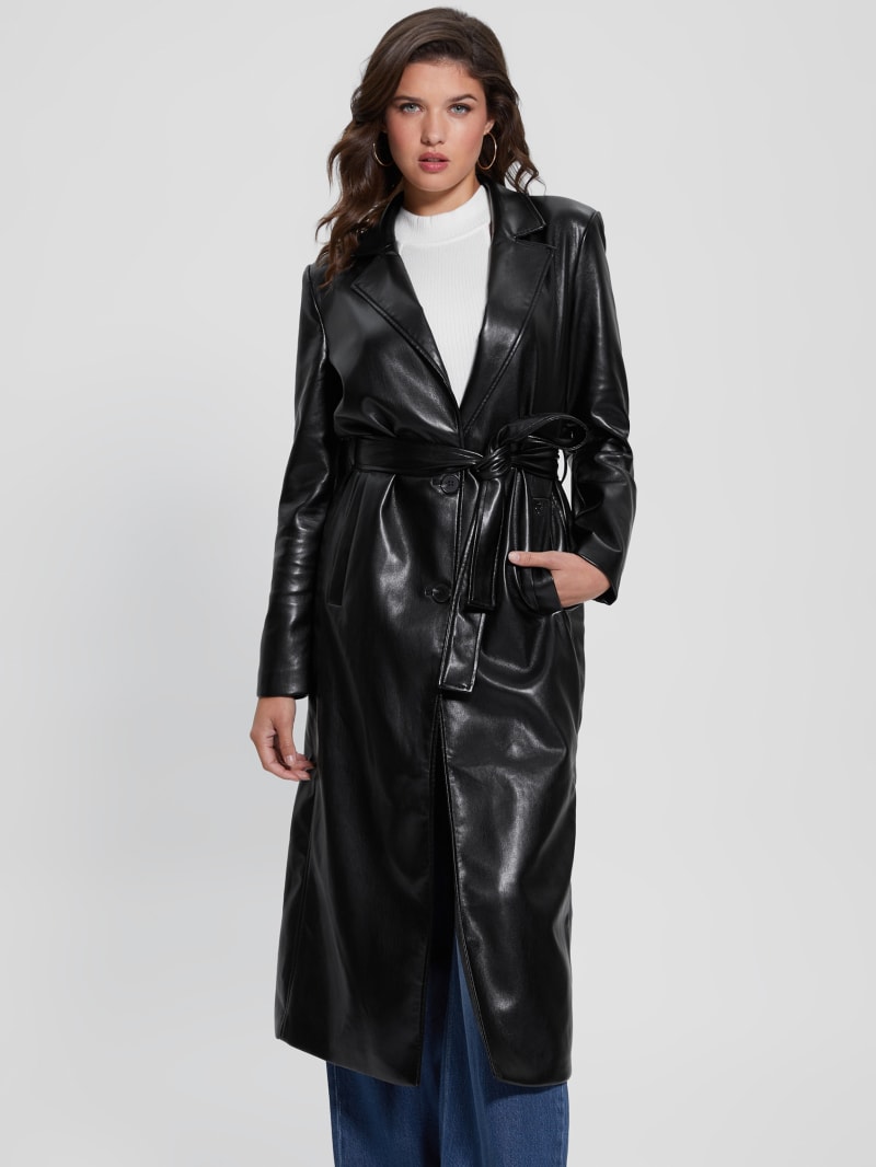 Gea Faux-Leather Trench Coat | GUESS