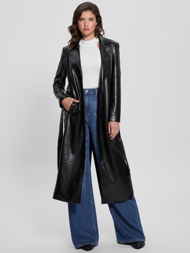 Gea Faux-Leather Trench Coat | GUESS