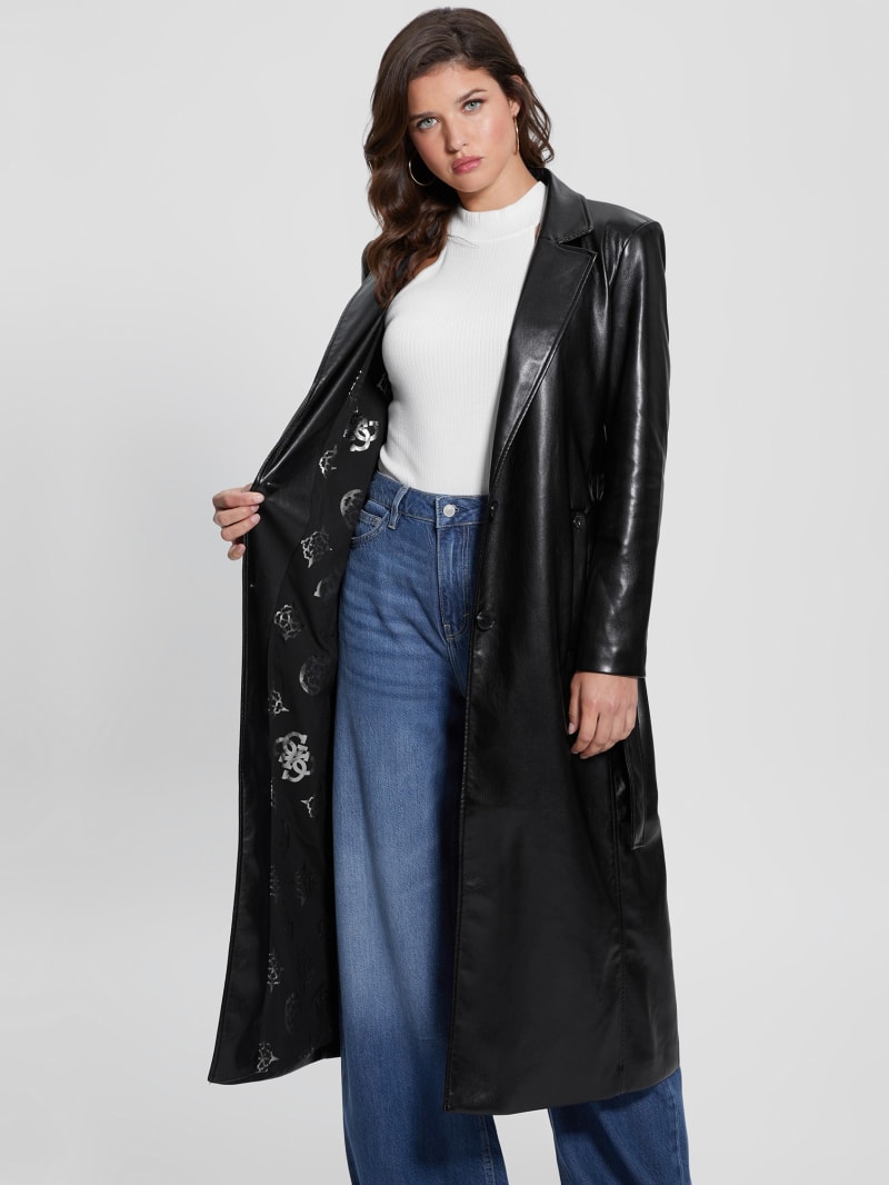 Gea Faux-Leather Trench Coat