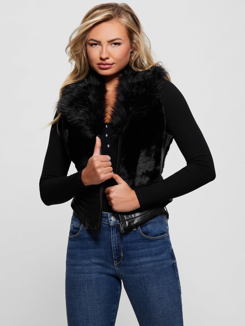 Guess fur vest shop