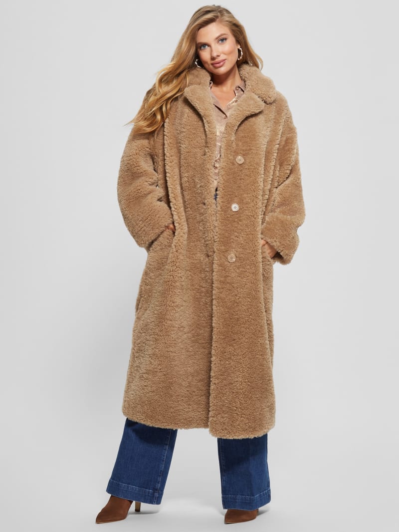 Eco Alina Teddy Longline Coat | GUESS