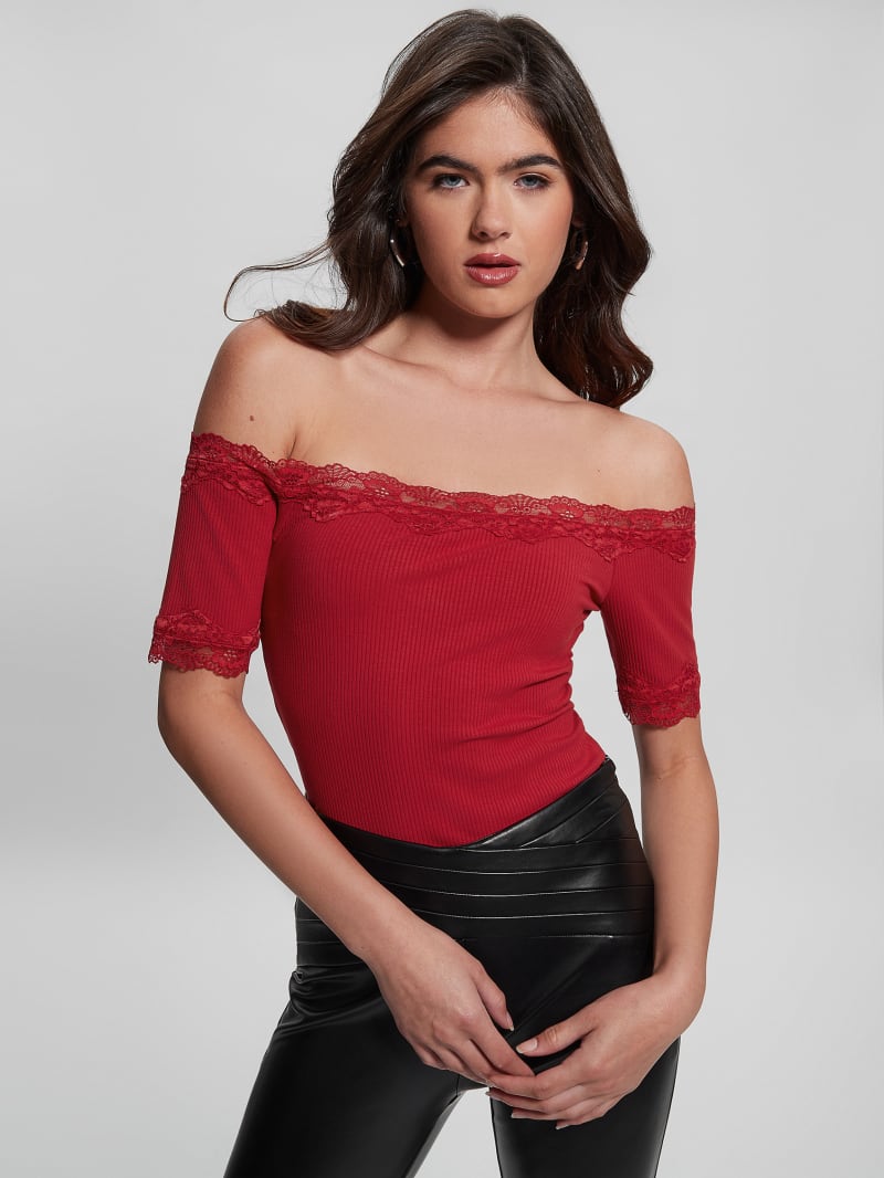 Red off the shoulder plus size top top