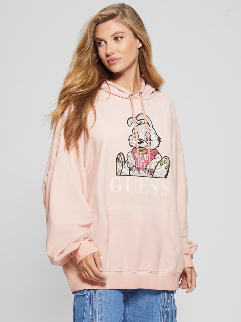 Pink guess hoodie new arrivals