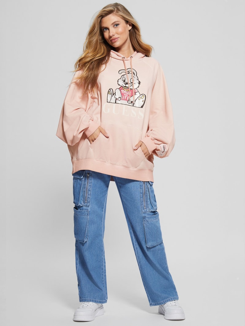 Rhinestone Bunny Graphic Hoodie