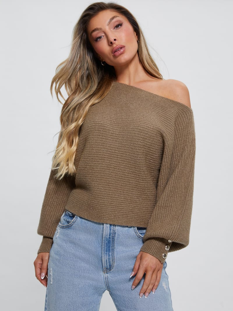 brown guess sweater