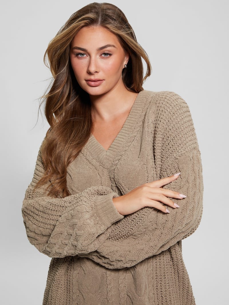 Aki Chenille Cable-Knit Sweater | GUESS