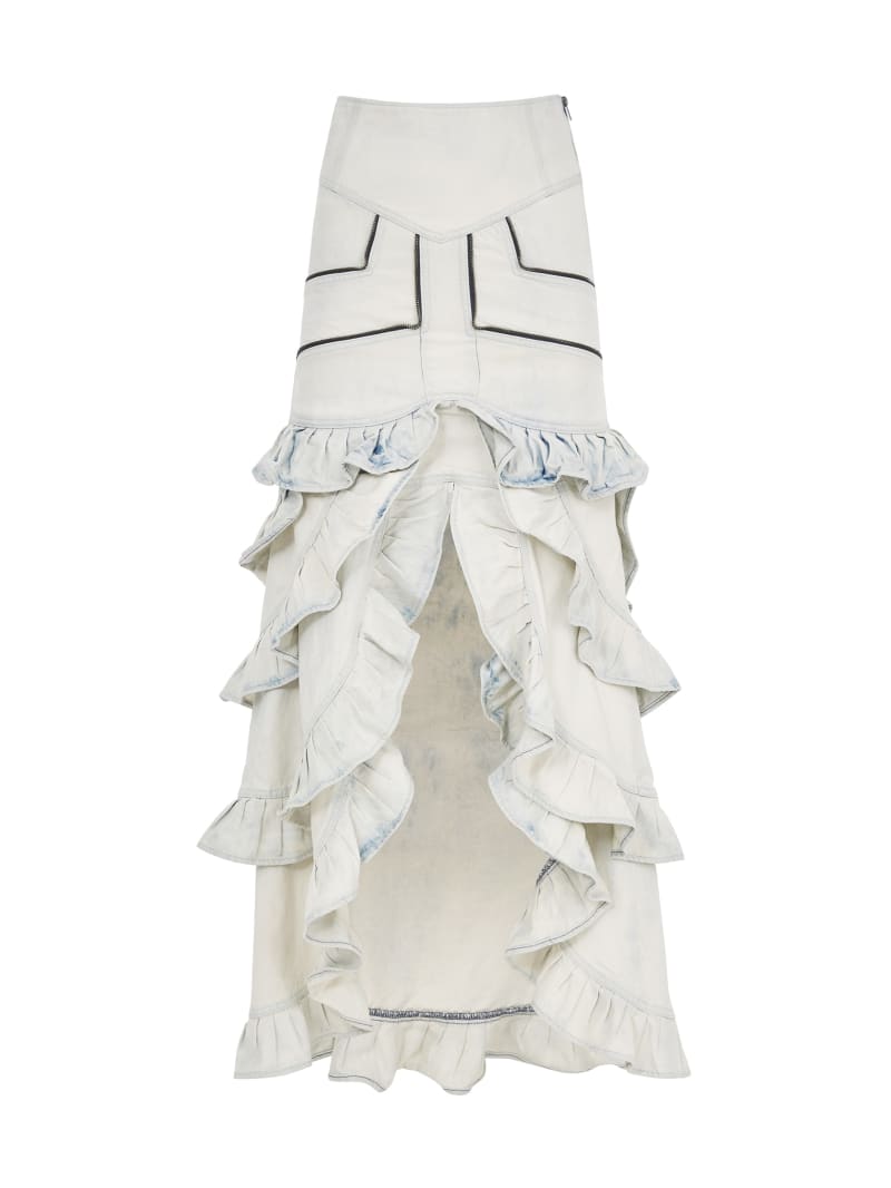 White denim frill skirt online