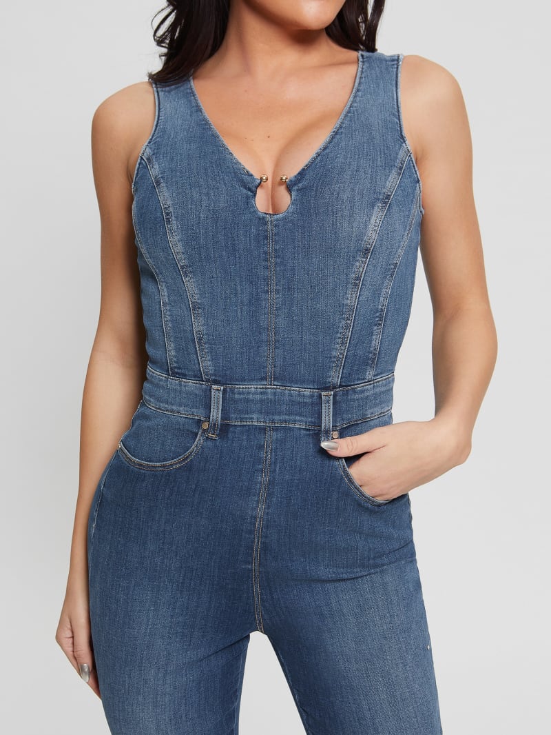 GUESS Eco Rosemary Fitted Denim Jumpsuit - Macy's