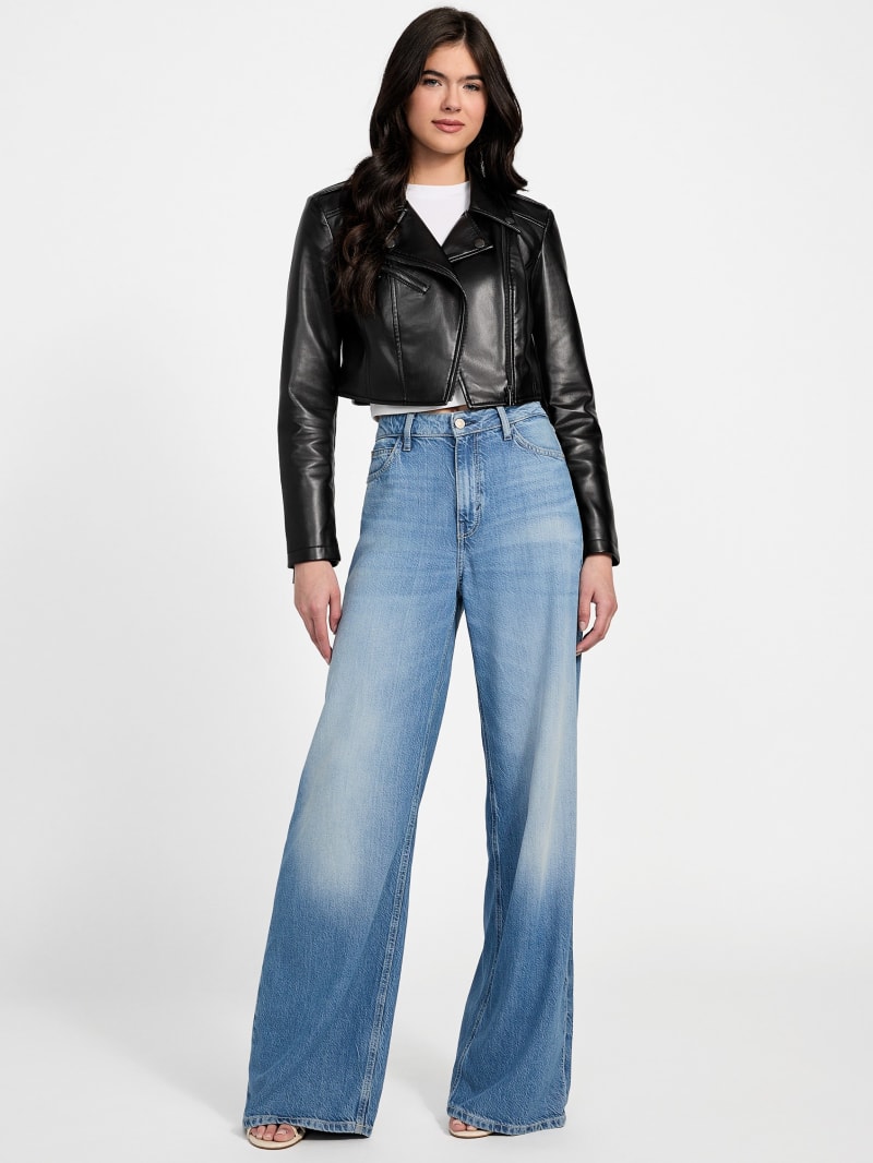 Guess faux leather moto jacket women's sales