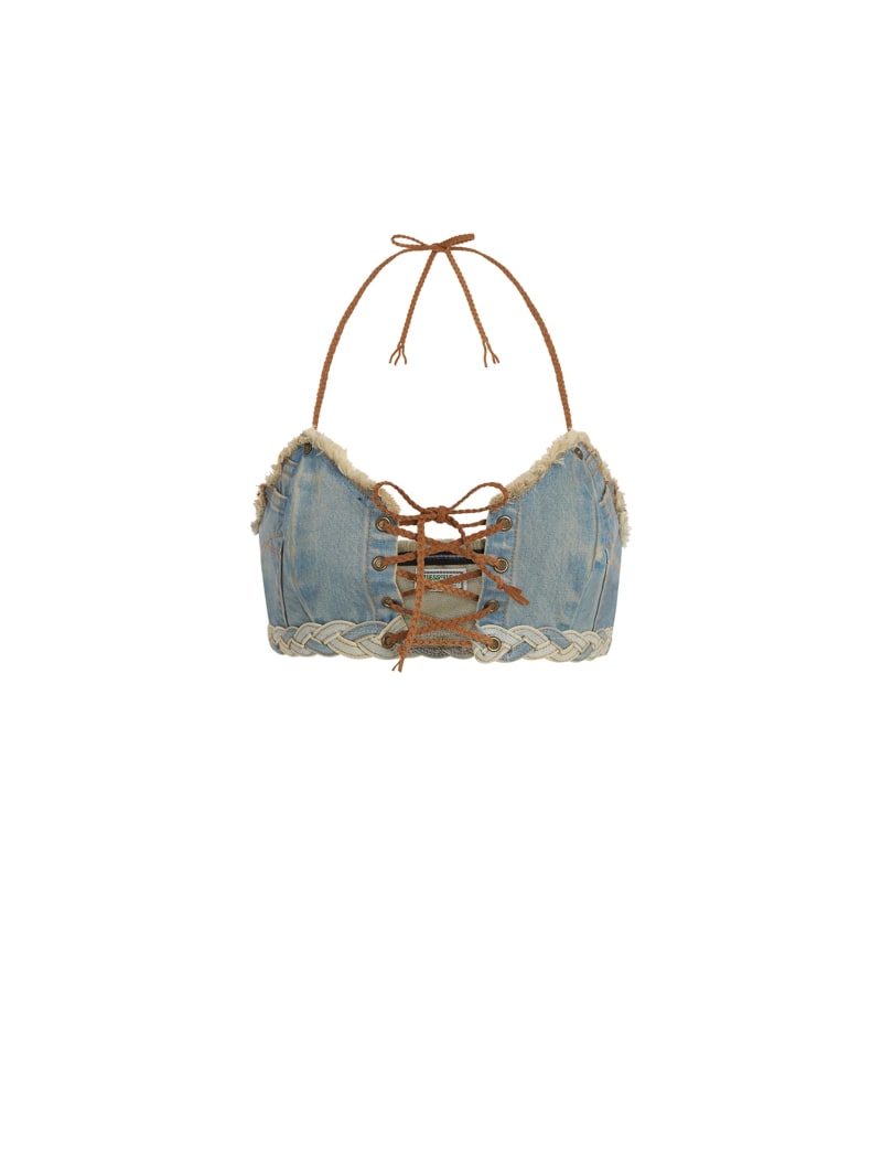 Denim Lace-Up Bra Top | GUESS