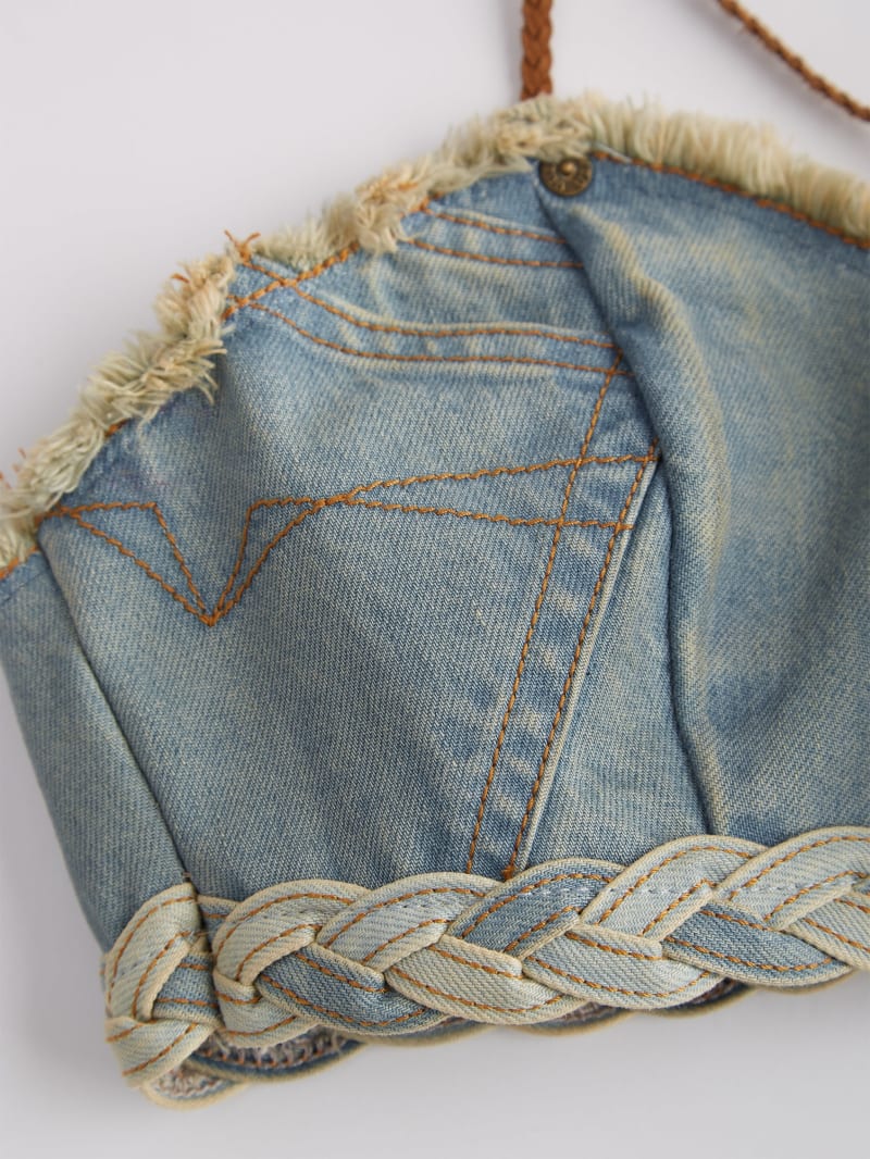 トップス DECO depuis 1985 JAQUARD BRA TOPS Denim Lace-Up Bra Top | GUESS