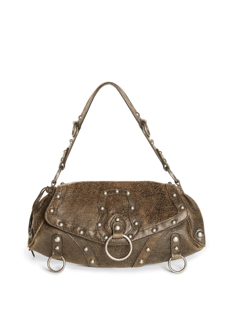 Cracked Leather Shoulder Bag | Guess US