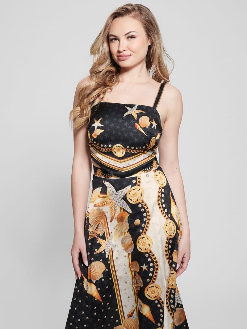 Bassma Satin Crop Scarf Top